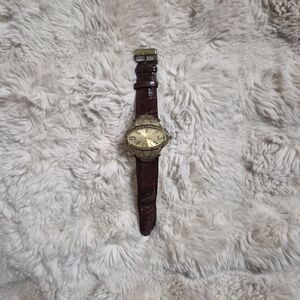 Vintage Watch Brown Band Unique Rare Boho Bohemian Artsy Indie Gypsy Fall Winter